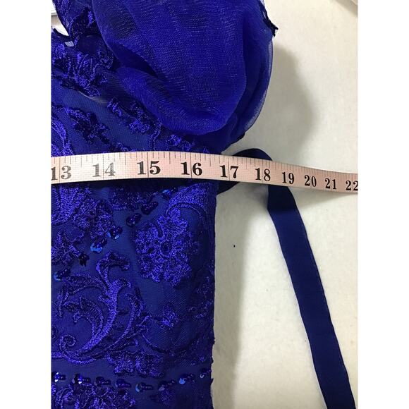 MOTHER OF THE BRIDE SZ 4 S royal blue lace up beaded maxi dress NEW b124 - Picture 5 of 8